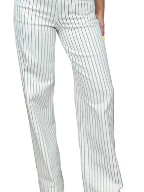 Women's White Pinstripe Boot Cut Jeans